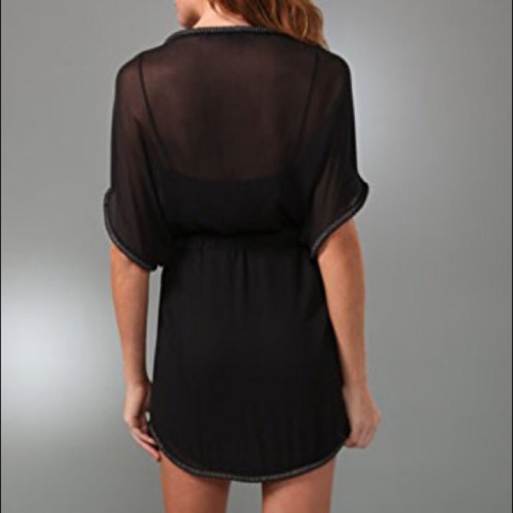 NWOT DVF 💯silk black dress with beaded trim - Picture 3 of 8